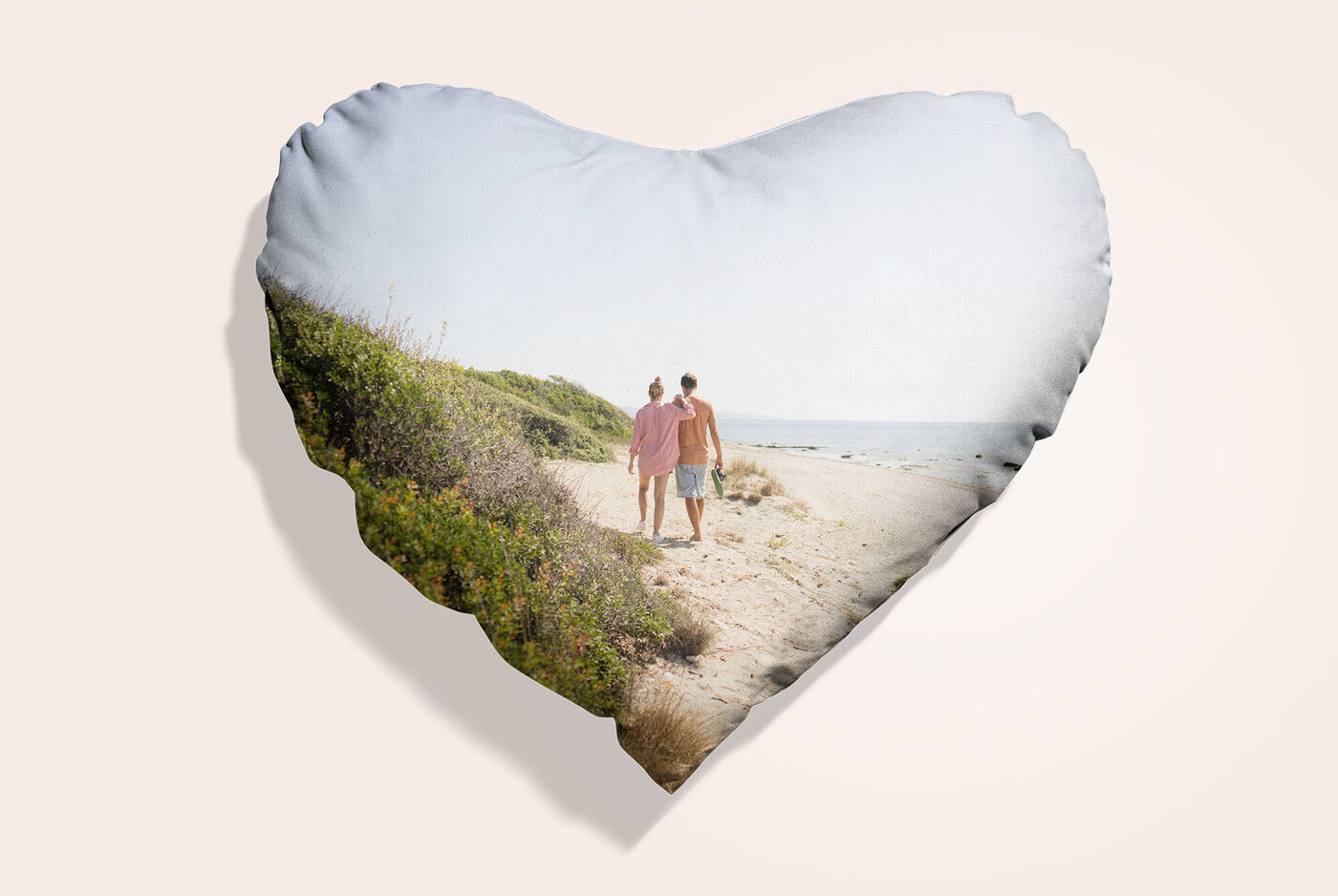 Coussin coeur avec photo imprimée dessus