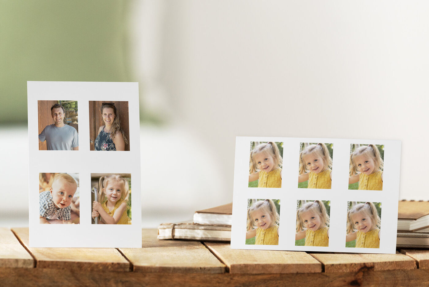 Deux cartes de vœux créatives avec des photos d'amis et de la famille