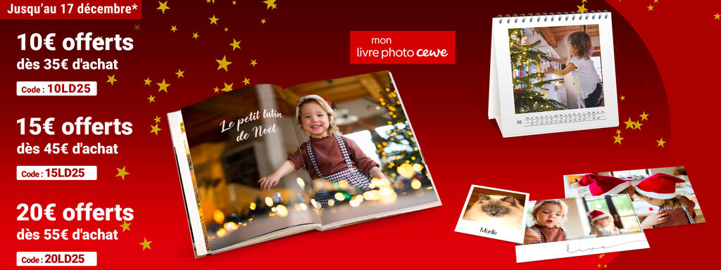 10€ offerts dès 35€ d’achat (code 10LD25), 15€ dès 45€ (15LD25) et 20€ dès 55€ (20LD25). Offres valables jusqu’au 17 décembre.