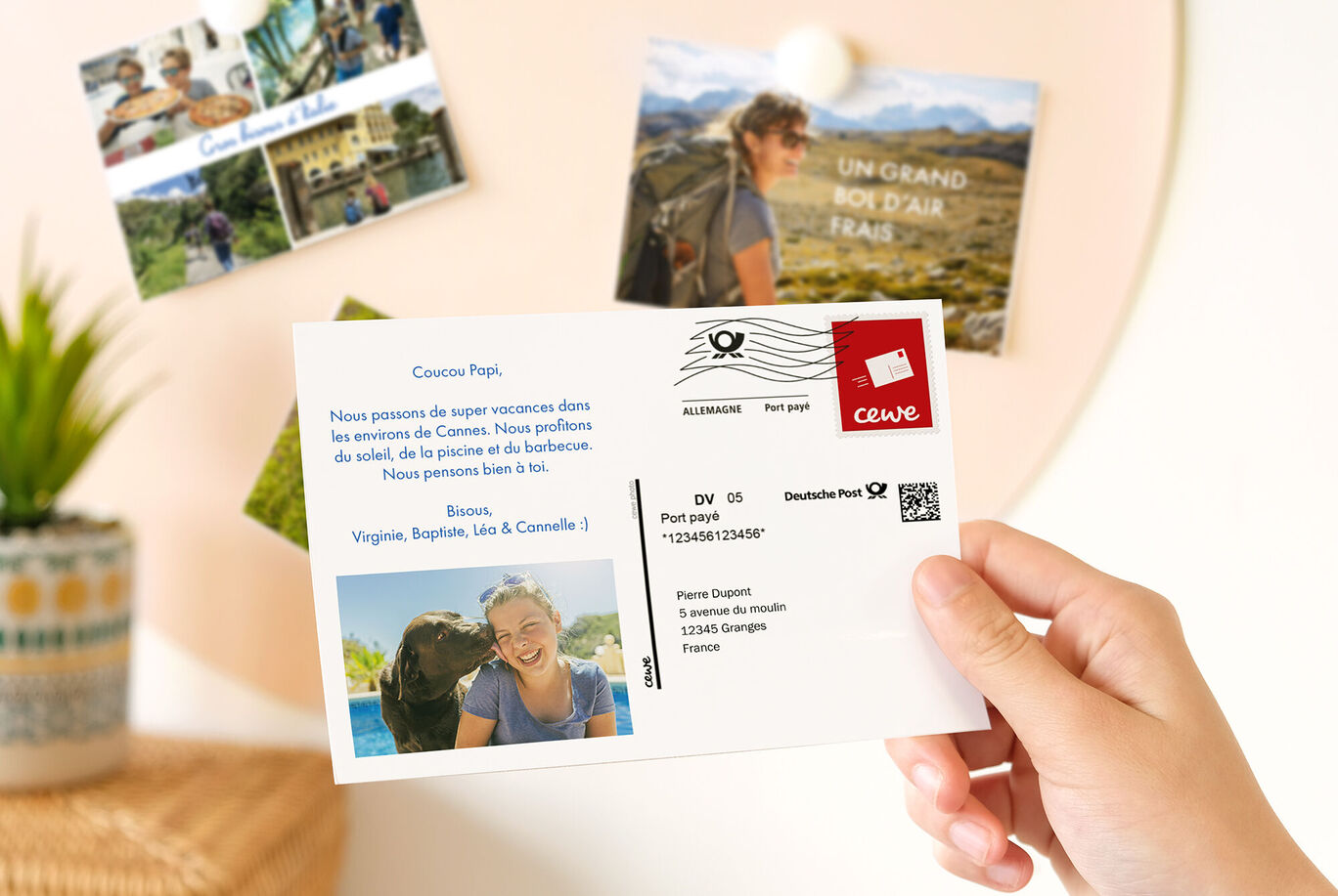 Carte postale personnalisée comme décoration