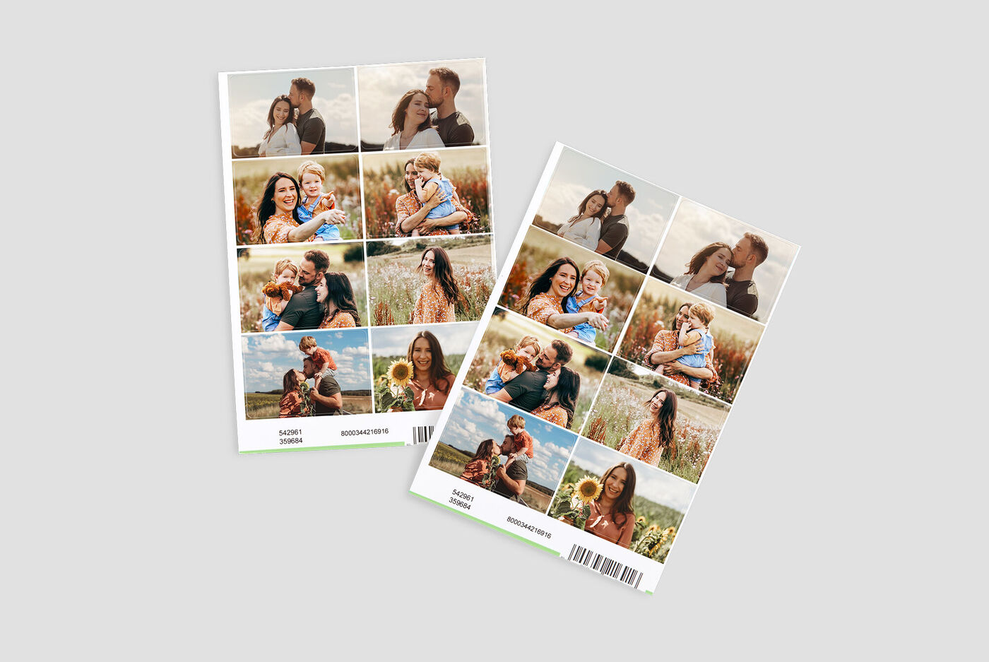 Deux planches d'autocollant composé de plusieurs photos d'amis et de couples en vacances