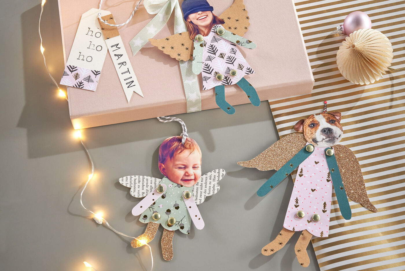 Idées de bricolage pour des étiquettes cadeaux avec motifs d'anges décoratifs