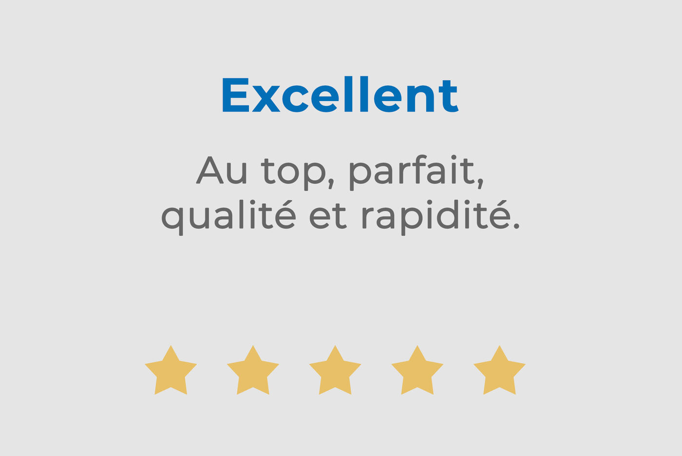 Évaluation avec cinq étoiles et commentaires positifs.