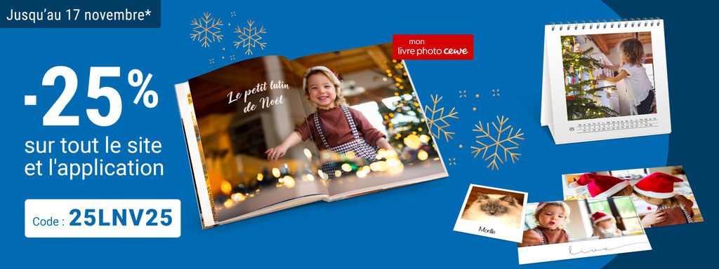 Profitez de -25% sur tout le site avec le code 25LNV25, offre valable jusqu'au 17 novembre.