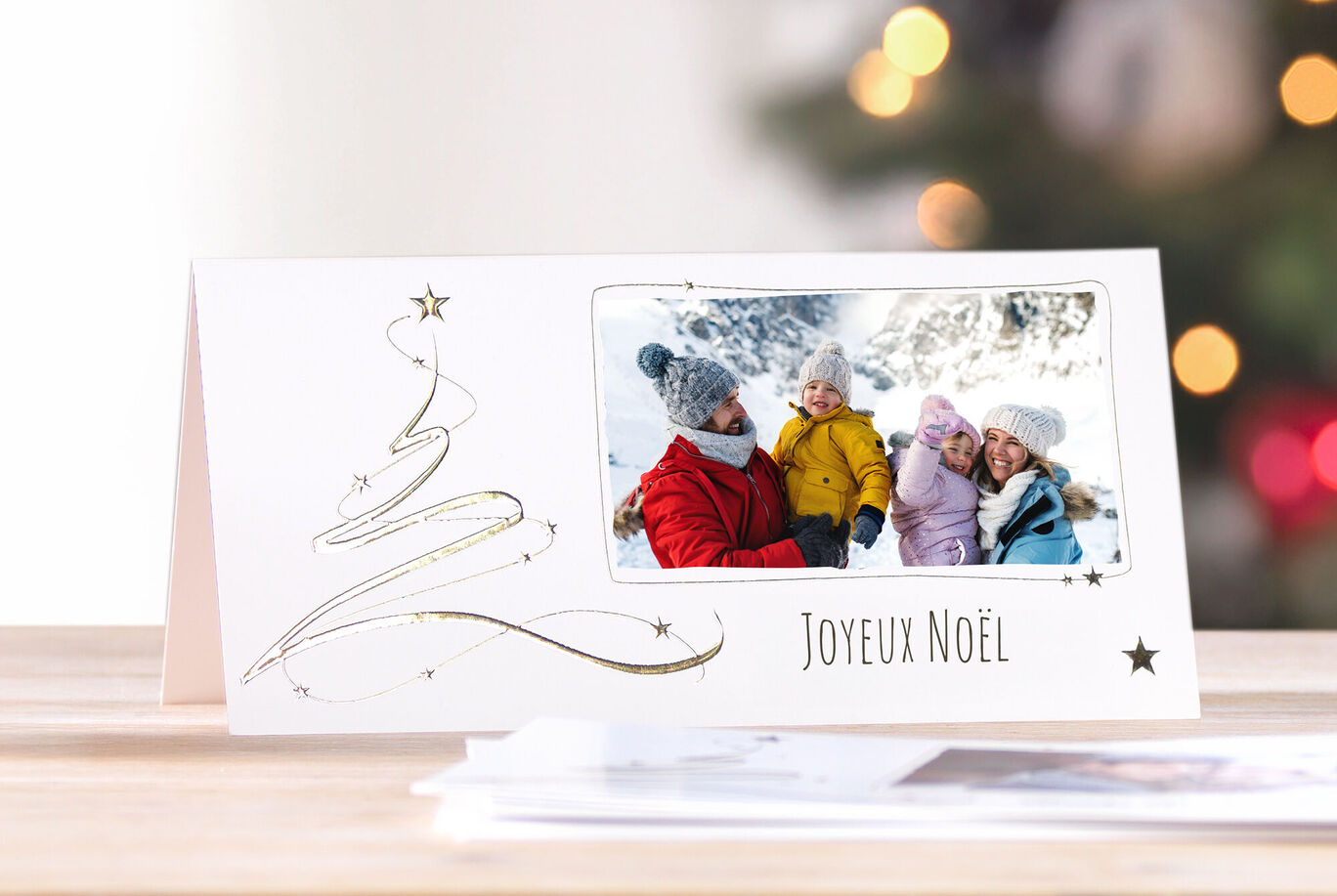 Carte personnalisée avec photo écrit dessus Joyeux Noël