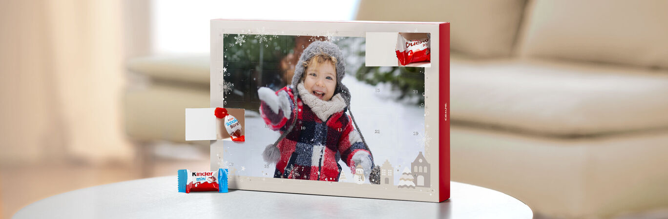 Calendrier de l'avent photo avec chocolats Kinder