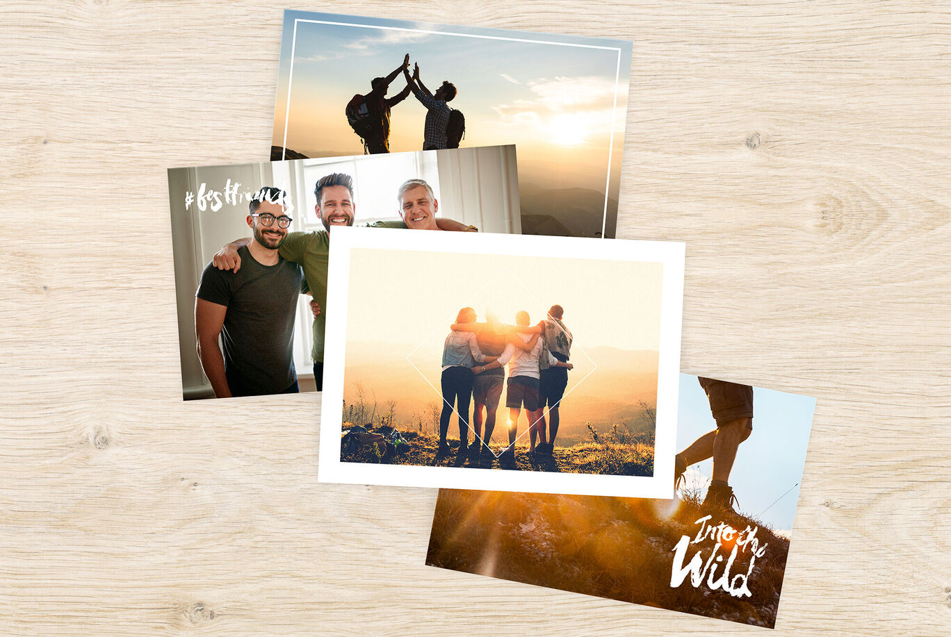 Collection créative de photos souvenirs sur des moments d'aventure avec des amis.