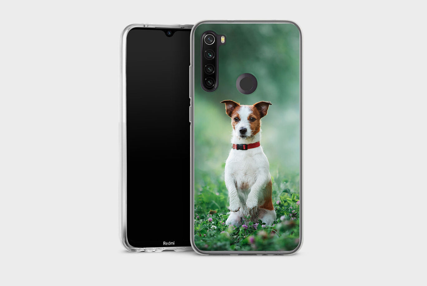 Portrait de chien sur un fond de smartphone.