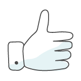 Un pouce levé monochrome sans détails, symbole d'approbation ou de retour positif