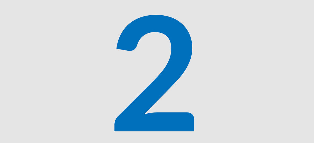 Grand chiffre bleu deux sur fond gris, idéal pour décoration ou bannière.