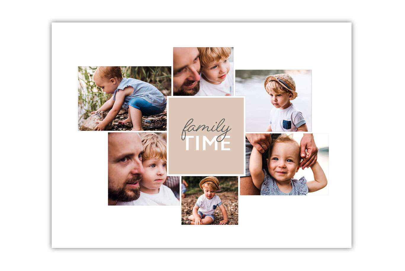 Moment en famille avec des photos d'enfants et une proximité parentale aimante.