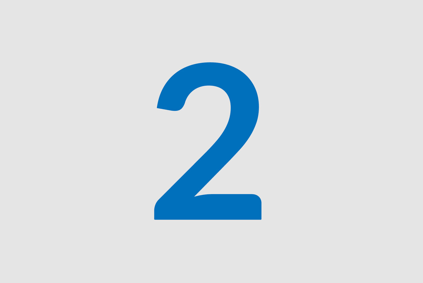 Chiffre bleu deux sur fond gris