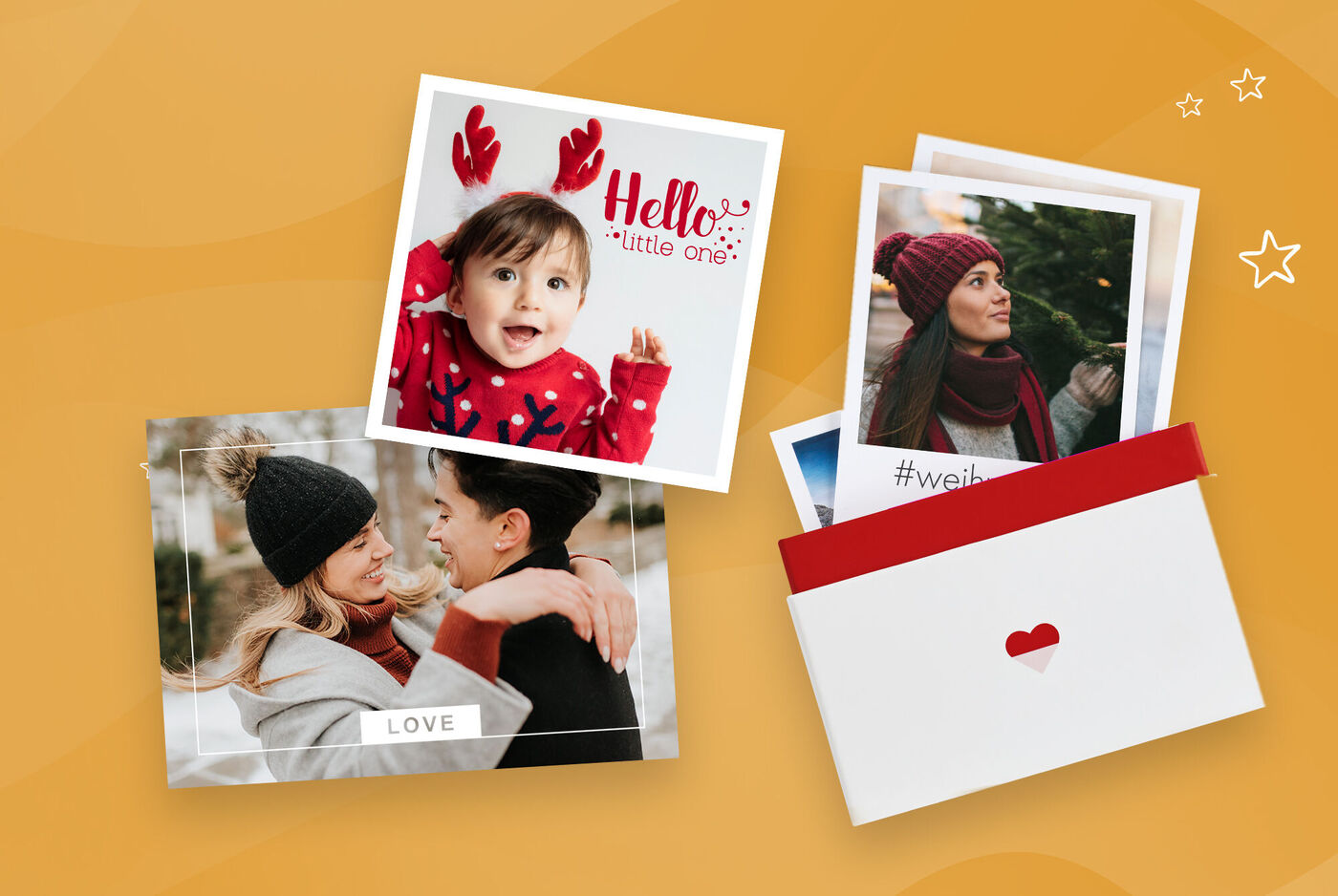 Une enveloppe joliment décorée avec des photos et un cœur pour partager des souvenirs et offrir de la joie.