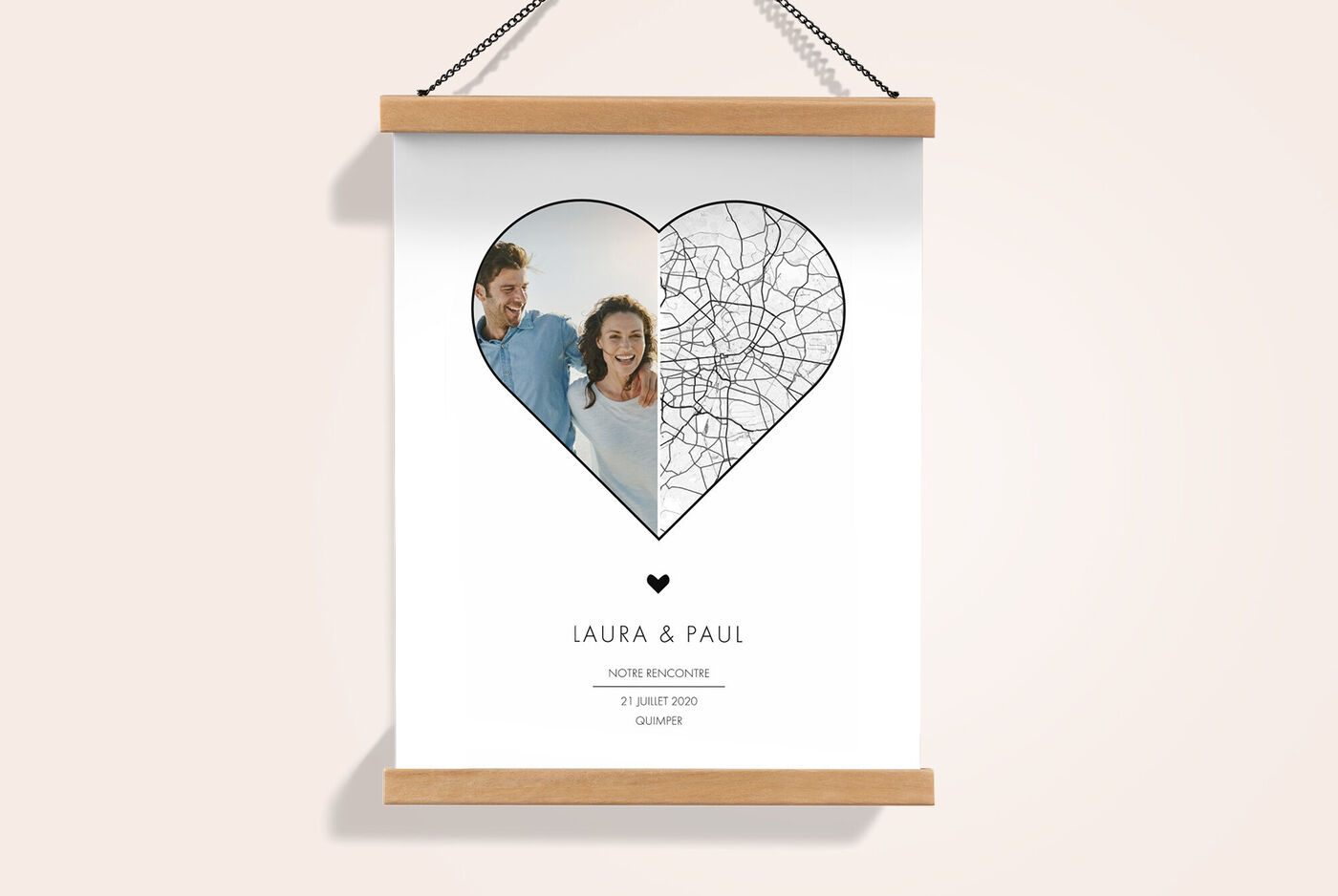 Affiche personnalisée avec lieu de rencontre couple