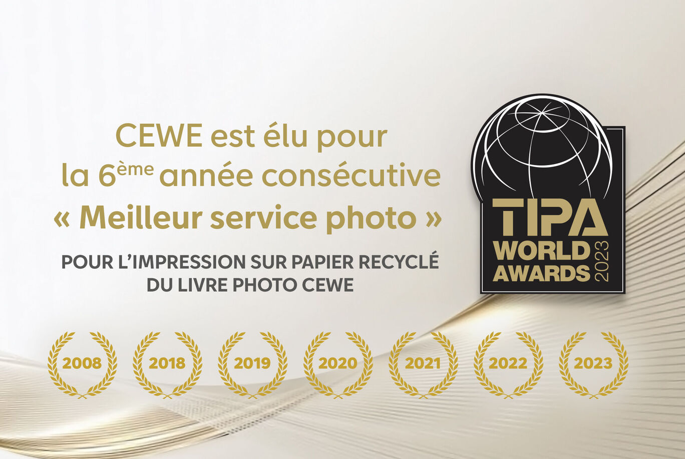 CEWE reçoit le TIPA World Award 2023 pour le meilleur service photo.