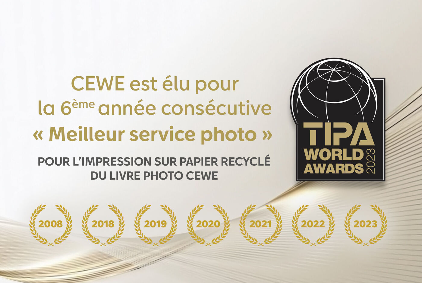 CEWE reçoit le TIPA World Award 2023 pour le meilleur service photo.