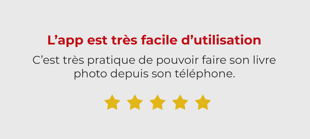 Évaluation positive d'une appli avec cinq étoiles pour sa facilité d'utilisation.