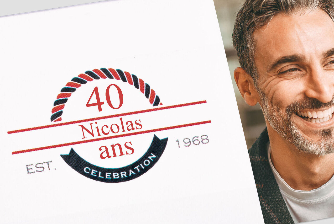 Un panneau d'anniversaire joyeux pour Nicolas qui fête ses 40 ans.