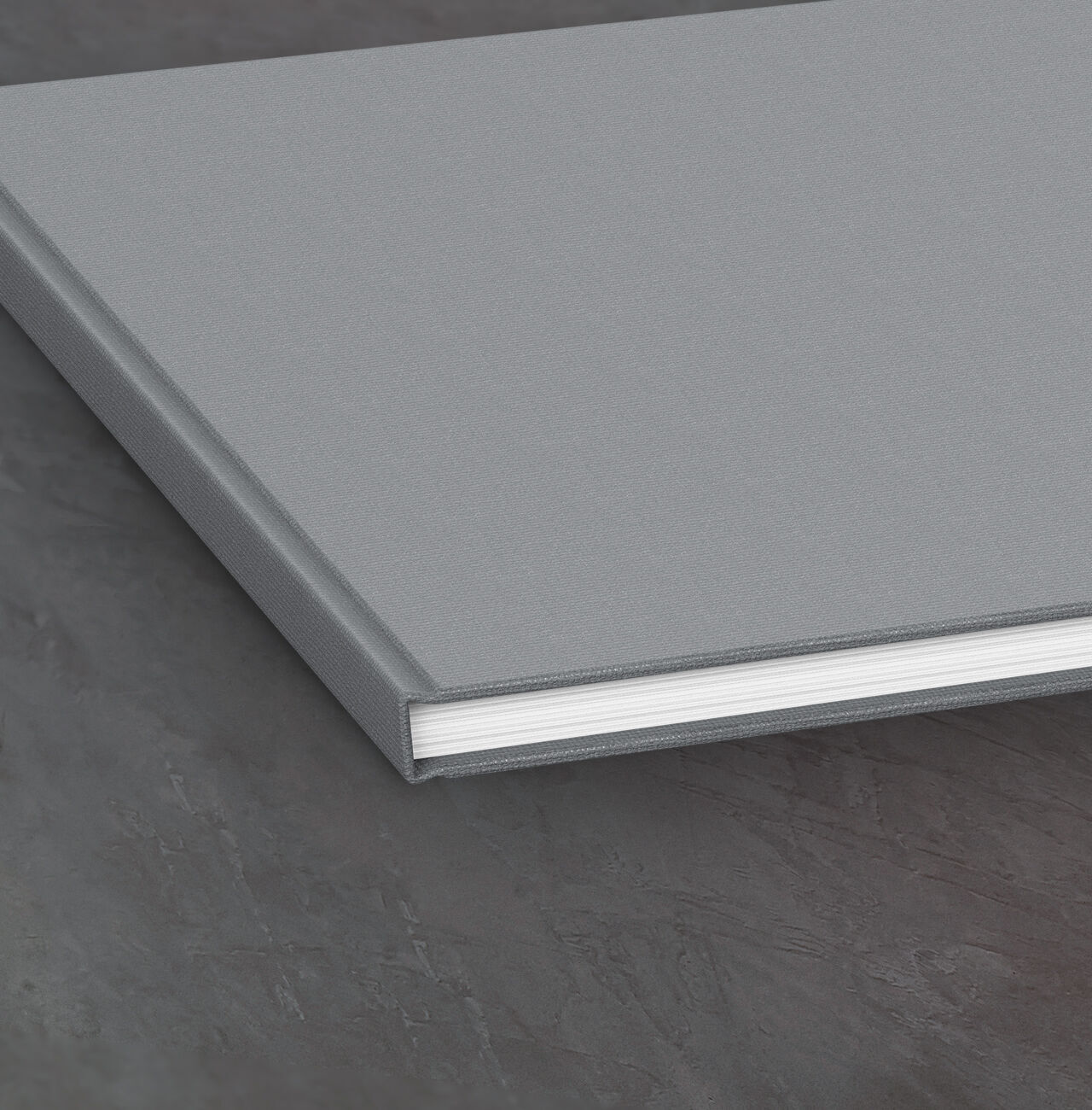 Album photo décoré en gris avec une page blanche sur le bord