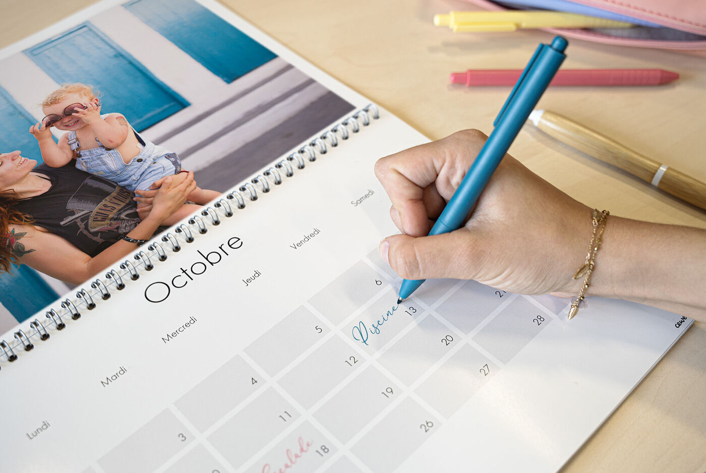 Modèle de calendrier photo avec annotation