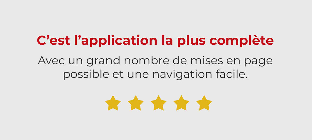 Évaluation de 5 étoiles pour une application.