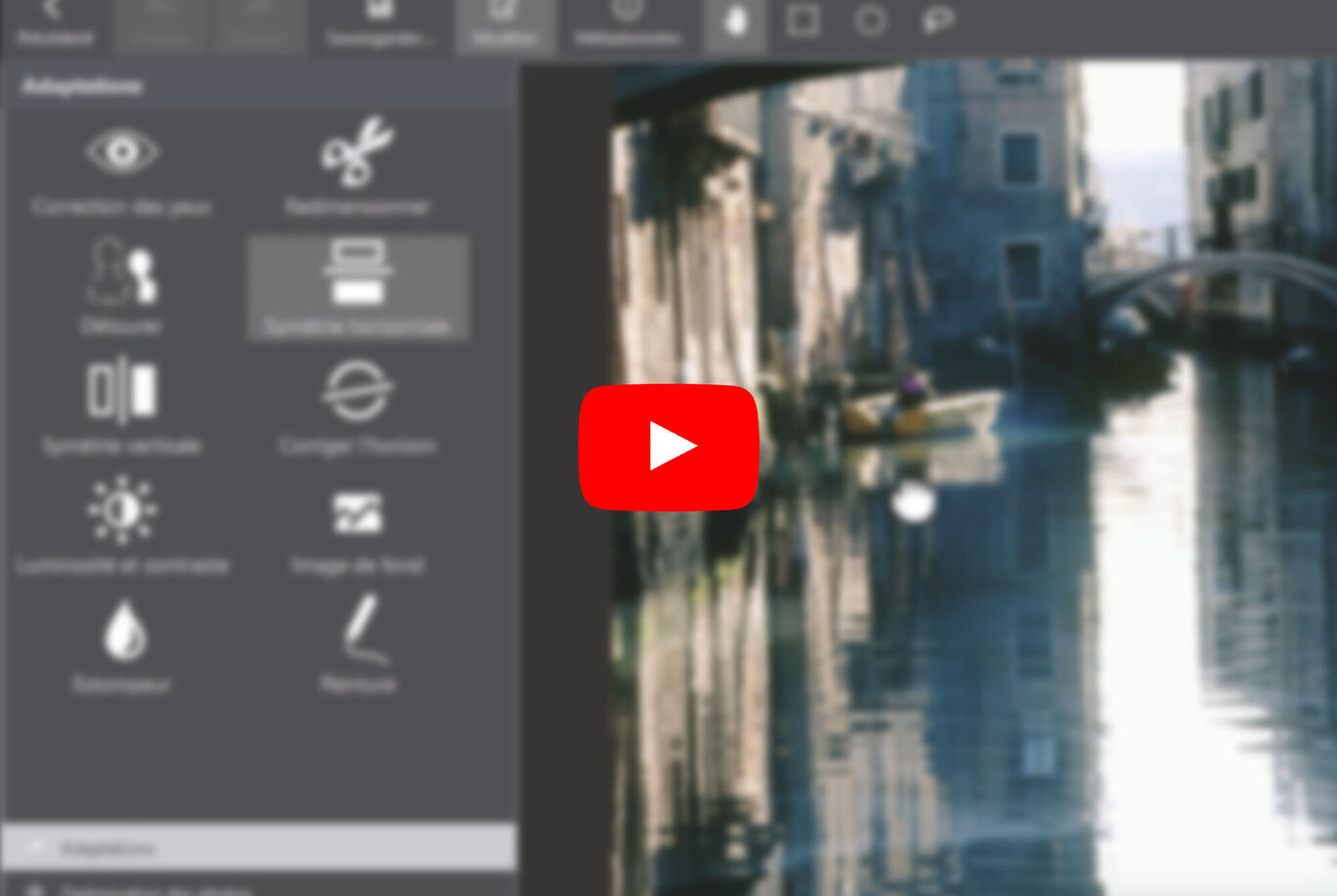 Capture d'écran d'une plateforme vidéo avec un tutoriel sur les ajustements d'images.