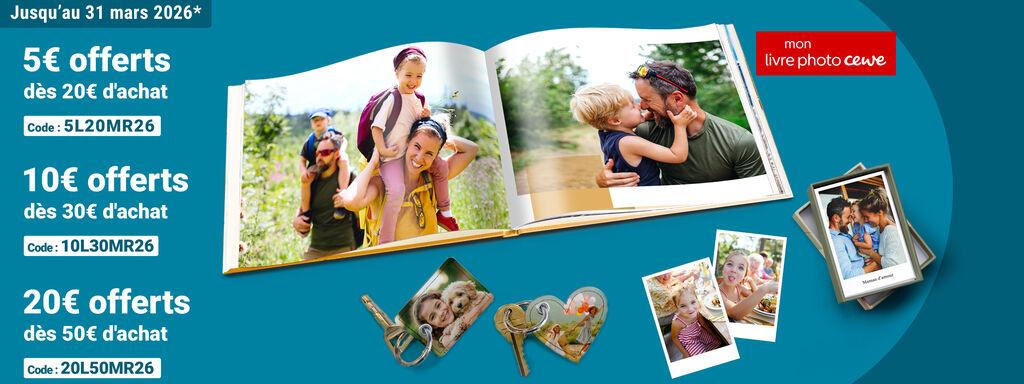 Du 11 au 31 mars 2026, 5€ offerts dès 20€ d'achat (code 5L20MR26), de 10€ offerts dès 30€ d'achat (code 10L30MR26) et de 20€ offerts dès 50€