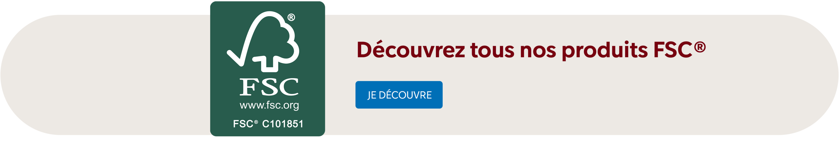 Logo FSC avec un arbre et une typographie. Il évoque des produits écologiques.