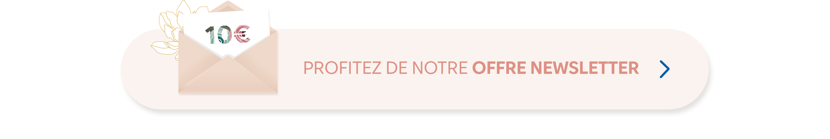 Une enveloppe ouverte avec un code de bon de dix euros pour les abonnés à la newsletter