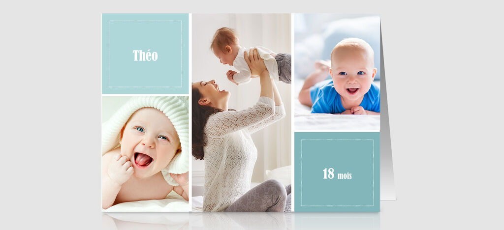 Une maman aimante soulève son enfant et s'amuse avec lui. Deux autres images d'un bébé heureux à côté.