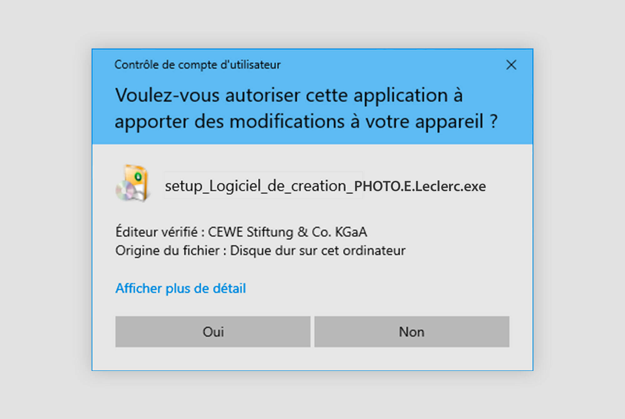 Alerte de sécurité pour exécuter une application sur un ordinateur.