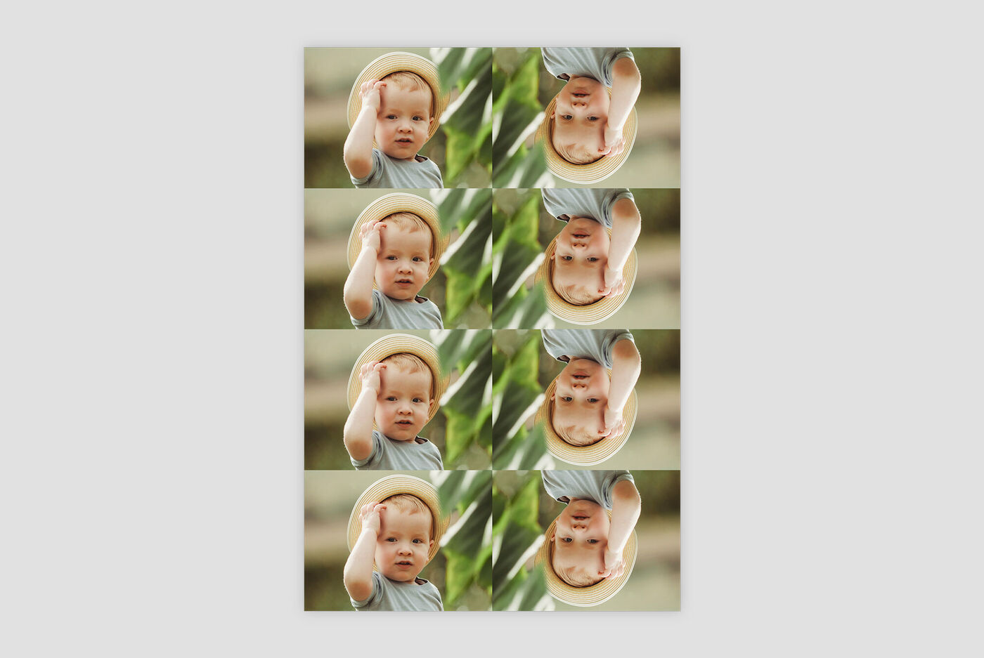 Lot de photos format mini représentant un jeune enfant tenant son chapeau