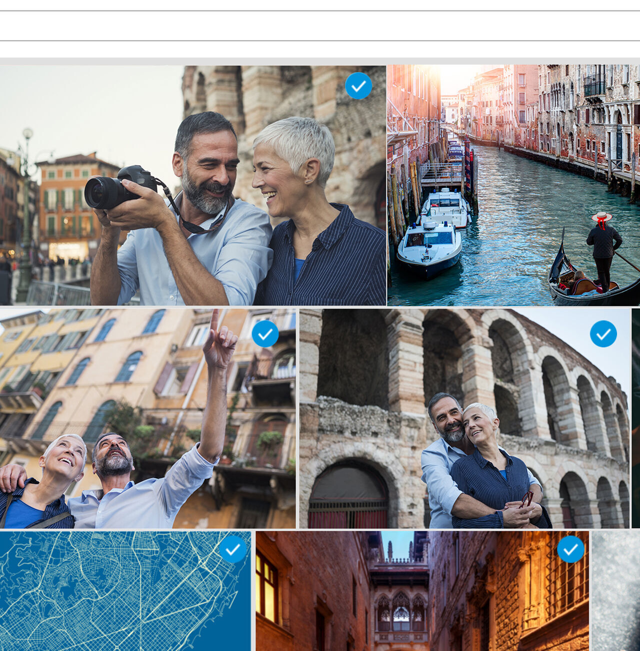 Des amis profitent d'une balade photo à Venise, la ville rayonne de soleil.